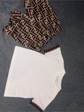Fendi logo shirt and shorts set